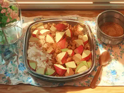 Haferflocken mit Milch und Apfel Rezeptbild zu Haferflocken mit Milch und Apfel