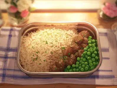 Hühnerherzen mit Reis und Erbsen Rezeptbild zu Hühnerherzen mit Reis und Erbsen